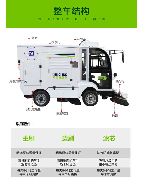 四轮扫路车MN-S1800配备240L标准白碱滩垃圾桶